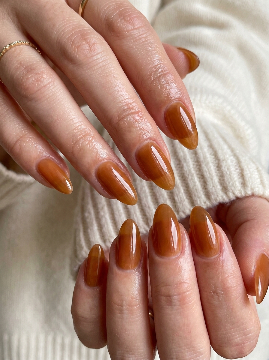 Warm Brown Jelly Nails – gepflegte Nagelidee 2026
